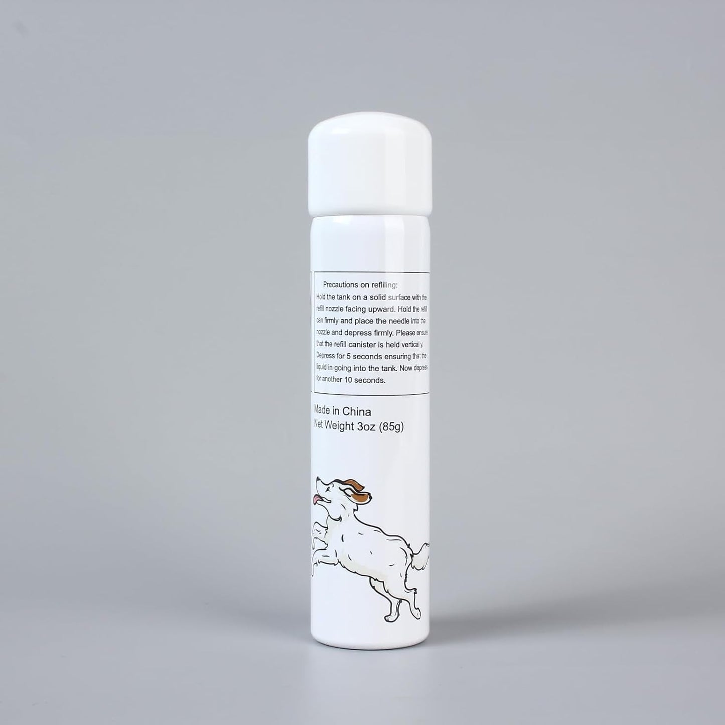 Back of Petbff spray can showing usage instructions