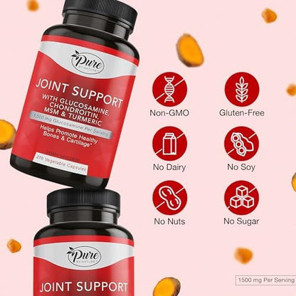 Pure By Nature Joint Support, Glucosamine with Chondroitin Turmeric MSM Boswellia Supplement, 270 Capsules - Image 4