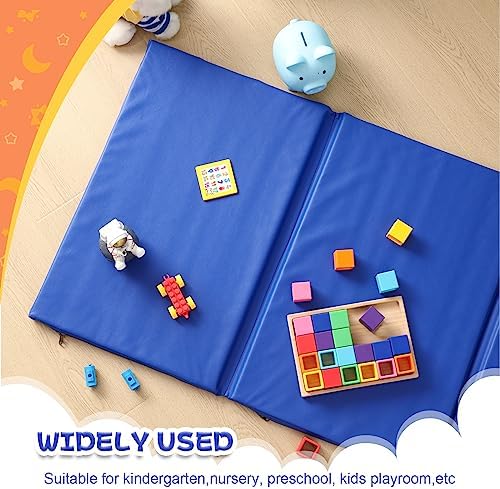 Wesiti multicolored kindergarten sleeping mats being wiped clean to demonstrate easy maintenance.