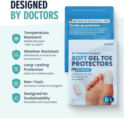 Large size Dr. Frederick's Original toe sleeves for men and women's foot care.