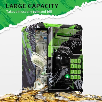 Vcertcpl password protected money box top section highlighting the dedicated coin insertion slot placement.