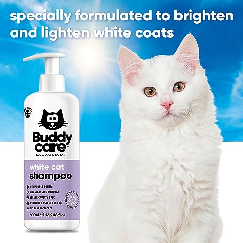 pH balanced sulfate-free feline whitening shampoo product bottle