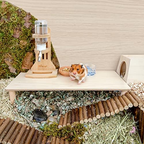 Niteangel Hamster Play Wooden Platform for Dwarf Syrian Hamsters Gerbils Mice Degus or Other Small Pets (Rectange - 7'' Height, Burlywood) - Image 5