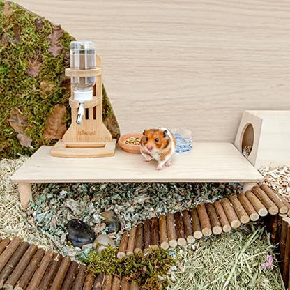 Niteangel Hamster Play Wooden Platform for Dwarf Syrian Hamsters Gerbils Mice Degus or Other Small Pets (Rectange - 7'' Height, Burlywood) - Image 5