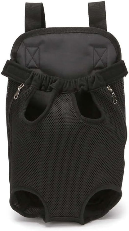Rosvola portable pet dog carrier backpack front view for hands free outdoor travel.