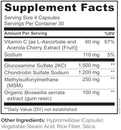 NATURELO Glucosamine Chondroitin MSM with Boswellia and Vitamin C - Supplement for Joint Comfort, Mobility, and Strength - 120 Capsules - Image 4