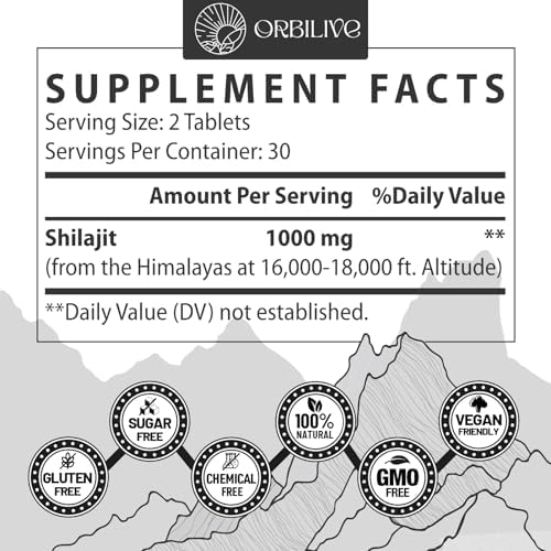 Orbilive Himalayan Organic Shilajit count variant packaging