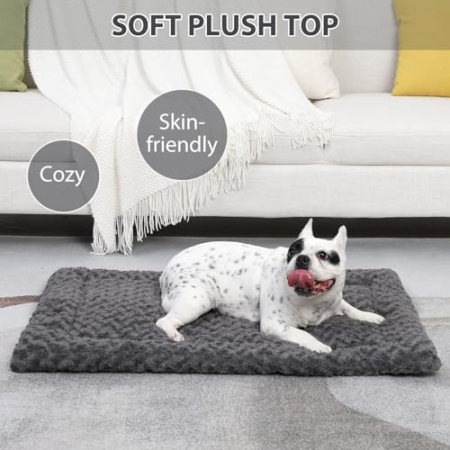 Washable Dog Bed Mat Crate Pad Soft Fluffy Pet Kennel Beds Dog Sleeping Mattress for Large Jumbo Medium Small Dogs, 48 x 30 Inch, Gray - Image 3