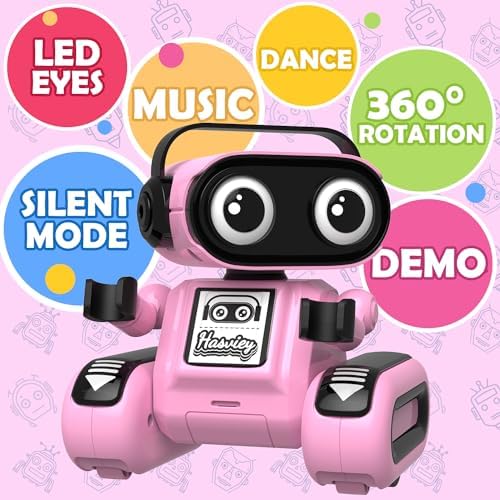 Hasviey robot toy with LED eyes and flexible arms