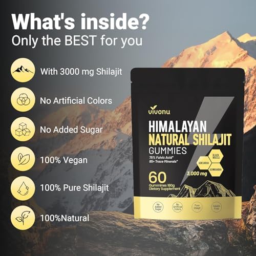 Organic supplements in gummy form featuring 85 plus trace minerals and fulvic acid.