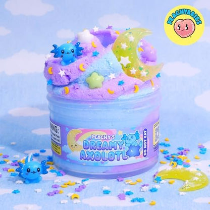 Peachybbies scented cloud slime being squeezed for stress relief and ASMR play