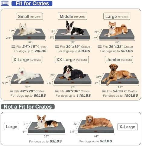 Outdoor Orthopedic Dog Bed, Waterproof Dog Bed for Large Dogs 36x27 Inch, Egg Crate Foam Pet Mat with Washable Removable Oxford Cooling Cover, Grey - Image 3