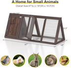Outdoor Chicken Coop Wooden A-Frame Small Animal Coop Rabbit House Quail Cages with Outdoor Runs & Ventilated Wire Fence Suitable for Garden Backyard Farms 47 x 18 x 19.5 in (Brown) - Image 6