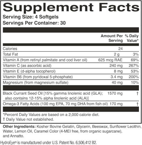 Close up of HydroEye softgels illustrating the easy to swallow dosage form.