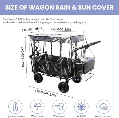 Transparent PVC rain cover for folding wagon trolley