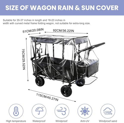 Transparent PVC rain cover for folding wagon trolley