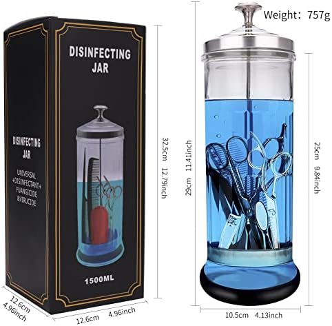 Side profile of Iebarber 1500ml glass disinfectant jar