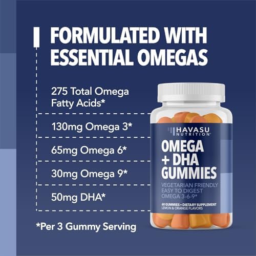 Havasu Nutrition lemon and orange flavor omega gummies open bottle