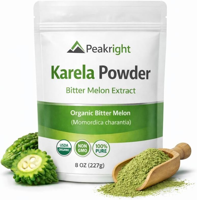 Minature Peakright Karela Bitter Melon Powder front view of packaging