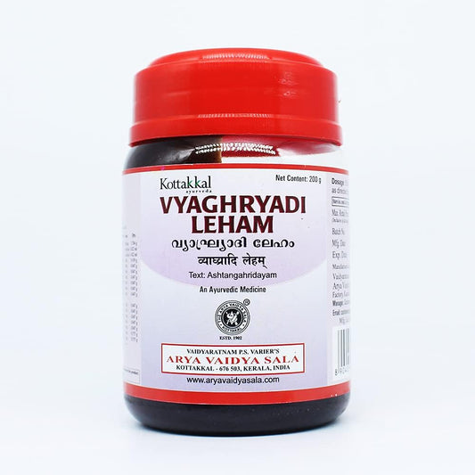 Kottakkal Ayurveda Vyaghryadi Leham 200g jar front view for respiratory relief.