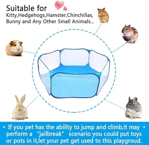 Hamster Playpen Guinea Pig Playpen Bunny Breathable & Transparent Playpen with Mat for Chinchilla Hedgehog Rat Foldable and Easy to Carry - Image 4