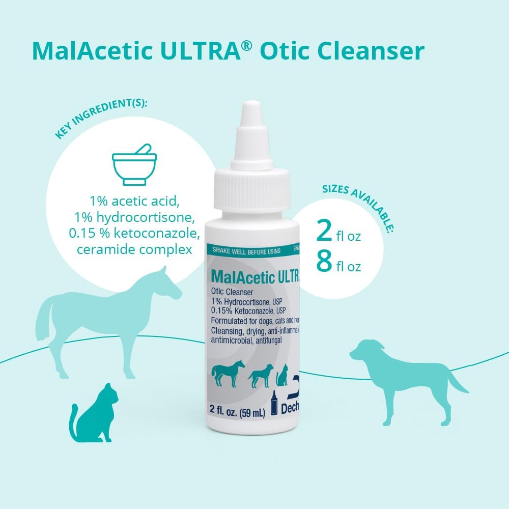 Medicated pet ear drops ingredients label showing hydrocortisone and ketoconazole