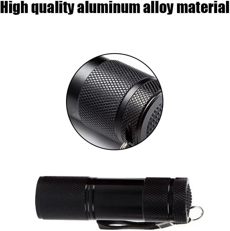 Huazexinx portable UV flashlight demonstrating currency authentication and bed bug inspection.