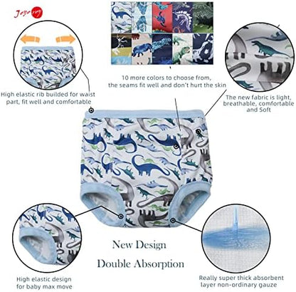 Joyo Roy reusable cotton toilet training pants pack of ten showing assorted dinosaur designs