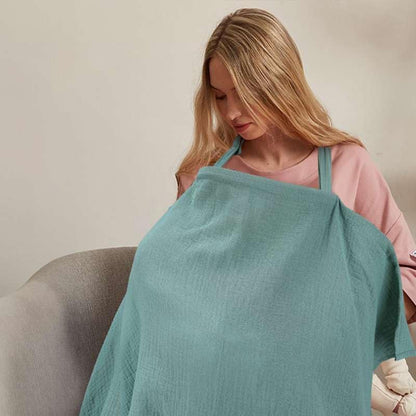 Comfy Cubs muslin cover used as stroller sunshade