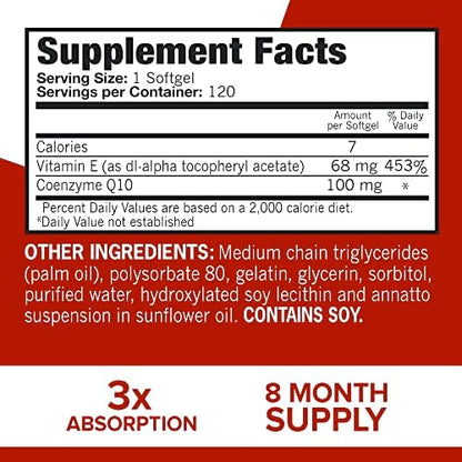 Imported USA premium Qunol CoQ10 dietary supplement packaging showcasing absorption benefits