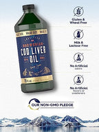 Close up of Carlyle Norwegian Cod Liver Oil liquid pouring into a spoon