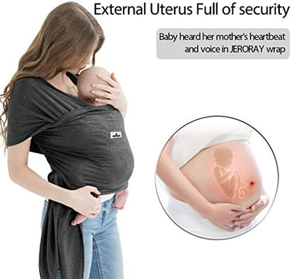 Close up of breathable lightweight fabric texture on the Jeroray infant wrap carrier