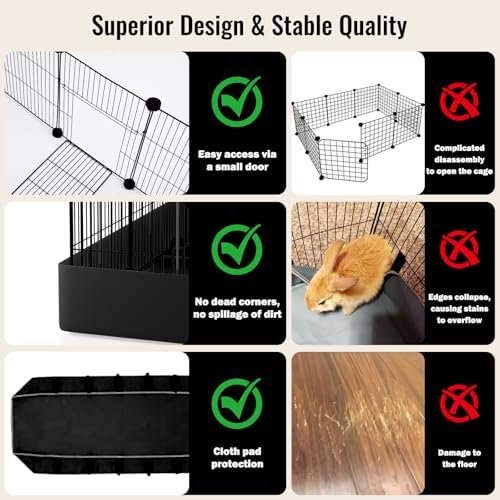 PAWING 12 Panels Small Animal Playpen with Waterproof Mat - Durable Metal Wire Yard Fence for Guinea Pigs, Kittens, Hamsters, Hedgehogs - Indoor & Outdoor Pet Cage - Image 5