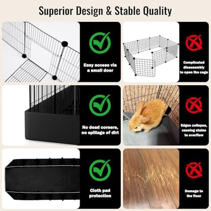 PAWING 12 Panels Small Animal Playpen with Waterproof Mat - Durable Metal Wire Yard Fence for Guinea Pigs, Kittens, Hamsters, Hedgehogs - Indoor & Outdoor Pet Cage - Image 5