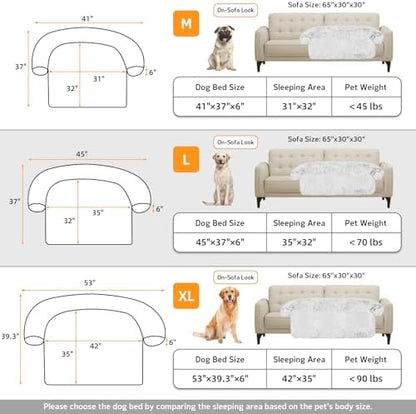 Large breed dog comfortably resting its head on the supportive raised edge of the light grey GGIB bed.