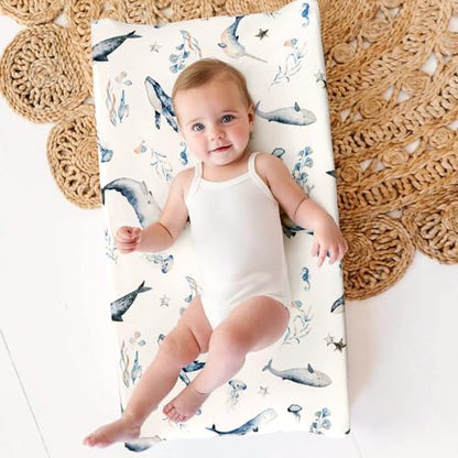 Top down perspective of a fully fitted diaper changing station using the breathable GRSSDER cover.