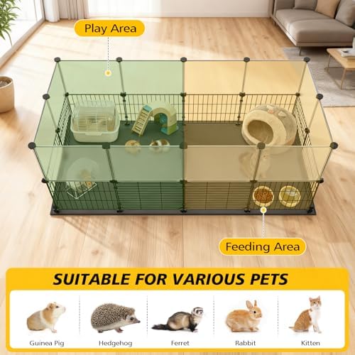 XiaZ Small Animal Playpen 26 Panels, Guinea Pig Cages with Waterproof Mat 47.2" x 23.6" x 23.6",Puppy Play Pen for Chicken,Pet Fence for Rabbit,Bunny,Ferrets,Hamsters,Hedgehogs Indoor - Image 4