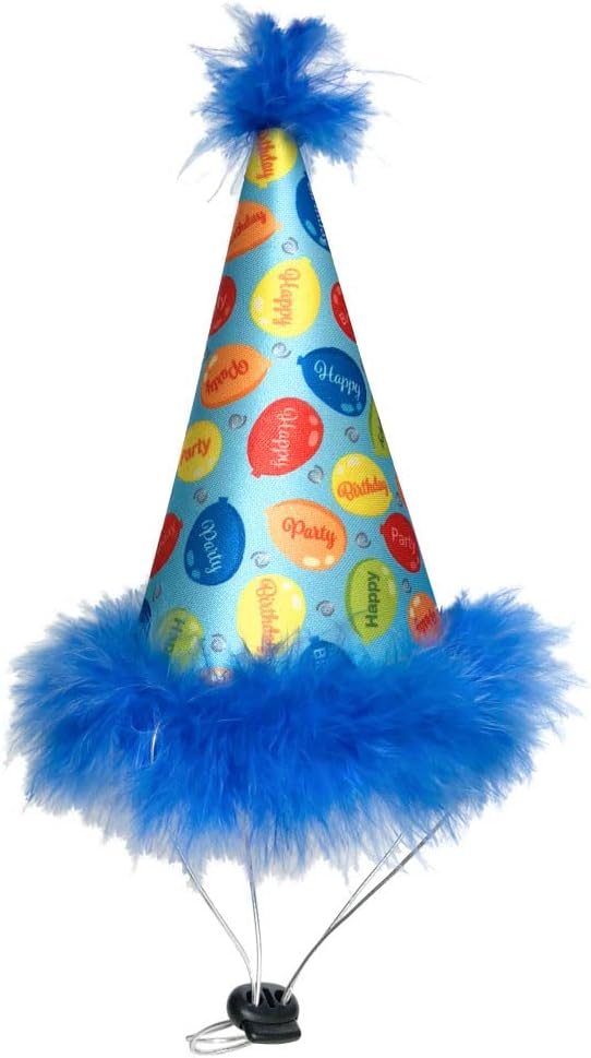Huxley and Kent pet party hat blue small front view
