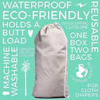 Two pack gray machine washable diaper pail liners laid flat