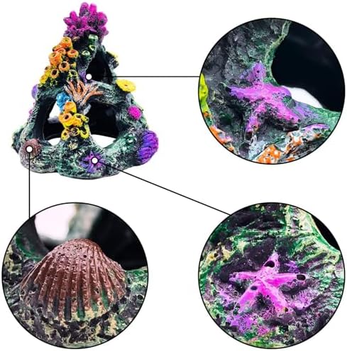 Safe non toxic resin aquarium ornament with hollow resting spots for small fish and shrimp
