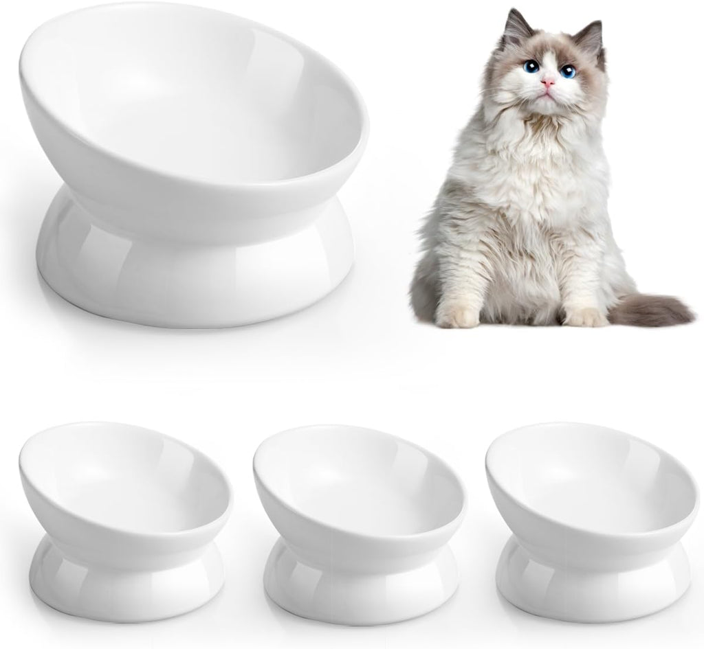 Elevated Cat Food Bowl, 5 Oz Ceramic Raised and Tilted Water Bowl, Anti Vomiting and Protect Pets' Spines Dishes for Small Dog, Fat Faced Cat, Kitten (White, 1 Pack) - Image 12