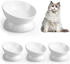Elevated Cat Food Bowl, 5 Oz Ceramic Raised and Tilted Water Bowl, Anti Vomiting and Protect Pets' Spines Dishes for Small Dog, Fat Faced Cat, Kitten (White, 1 Pack) - Image 12