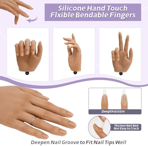 Close up of flexible fingers on Adonafy manicure training hand