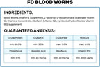 Close up view of freeze dried blood worms texture and quality