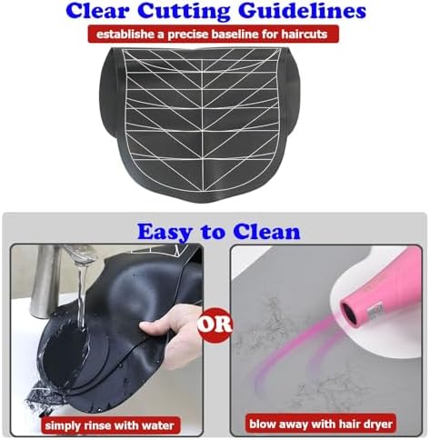 Weighted hair cutting collar for hairstylists worn over shoulders for haircut alignment.