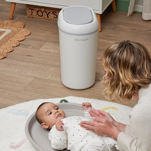 Top view of Shnuggle white diaper disposal system