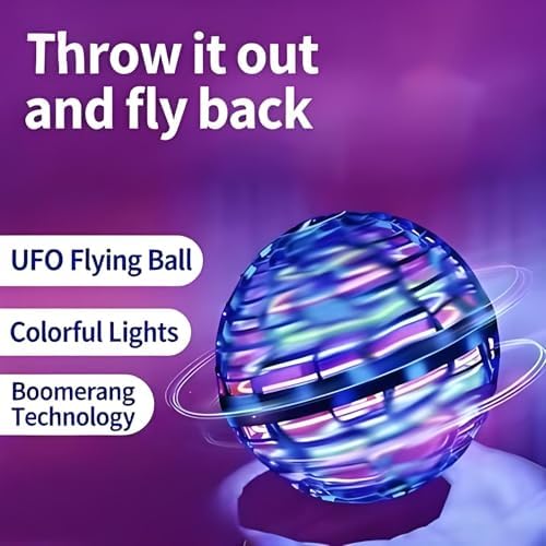 Two pack Galaxy Universe Hovering Ball mini drone with internal RGB lights glowing.