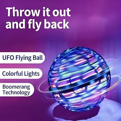 Two pack Galaxy Universe Hovering Ball mini drone with internal RGB lights glowing.