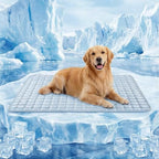 FunFurry extra large pet pad laid out on a tile floor.