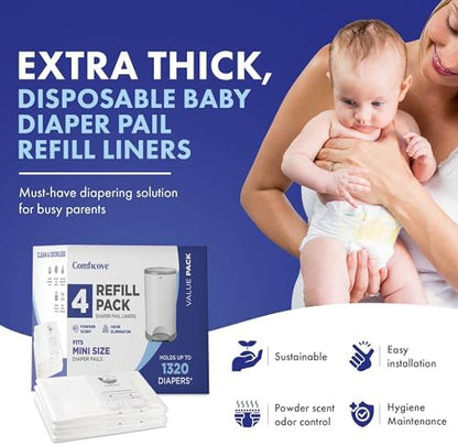 Comficove powder scented diaper pail liner refill showing thickness